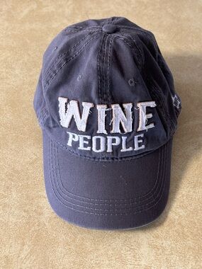 Wine People Embroidered Baseball Cap - Navy Distressed